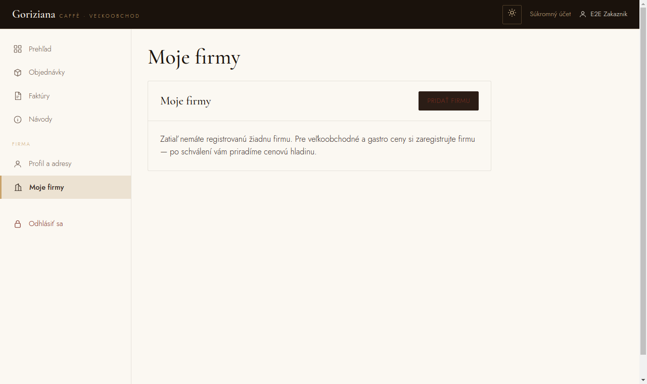 Otvorte „Moje firmy"